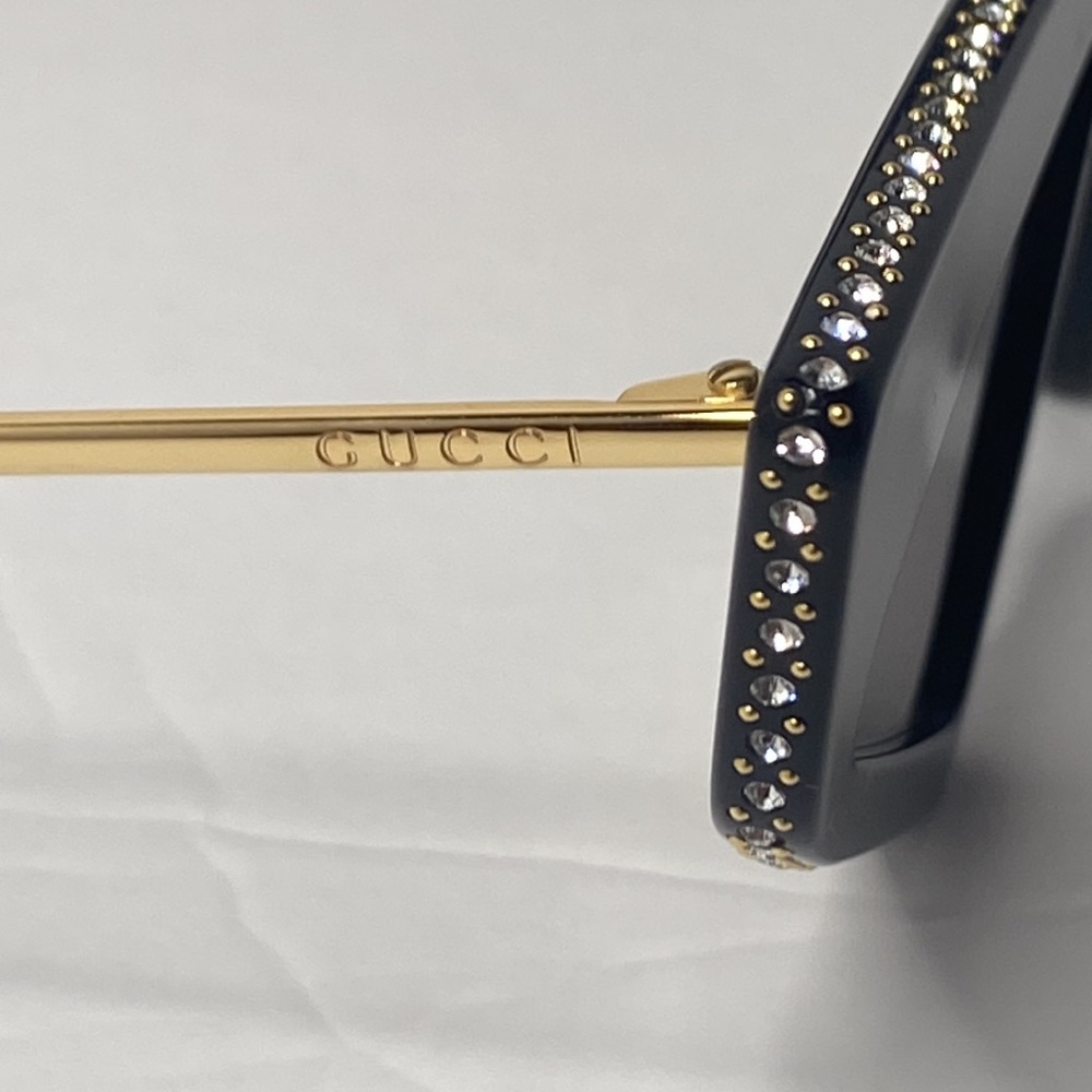 New - GUCCI Geometric Crystal Sunglasses GG0430S Black - Picture 10 of 16